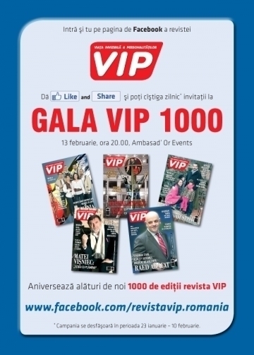 Alte 3 invitatii duble la Gala VIP 1000 au fost acordate cititorilor